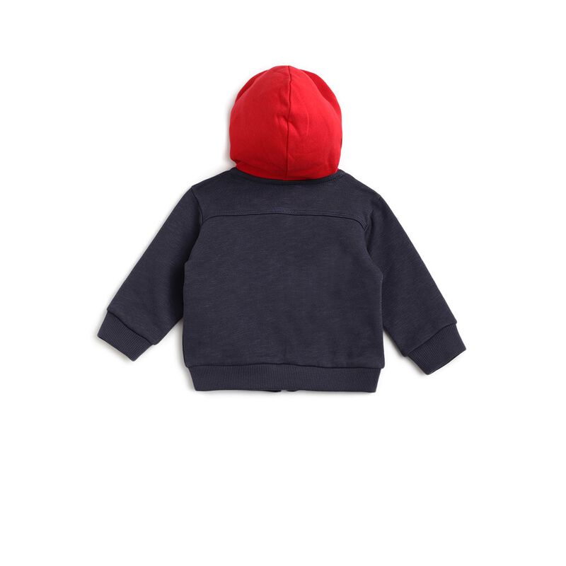 Boys Medium Light Blue Fleece Cardigan with Hood image number null